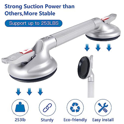 17inch Upgrade Suction Shower Grab Bar, Portable Shower Handle Bar Suction Grip Bar Bathtub Handle with Strong Hold Suction Cup Fitting and Rapid Release for Bathroom(Max Capacity :300lb