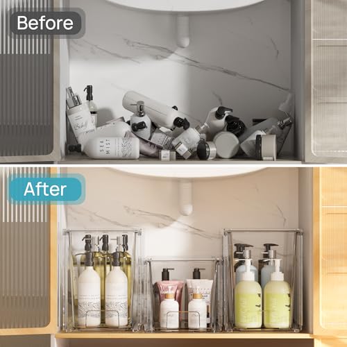 Vtopmart 2 Pack Clear Stackable Storage Drawers,9.7" High Plastic Organizers Bins for Skincare, Bathroom Supplies,Ideal for Cabinet,Undersink,Vanity,Kitchen,Pantry Organization - size: 2Pack 9.7"H