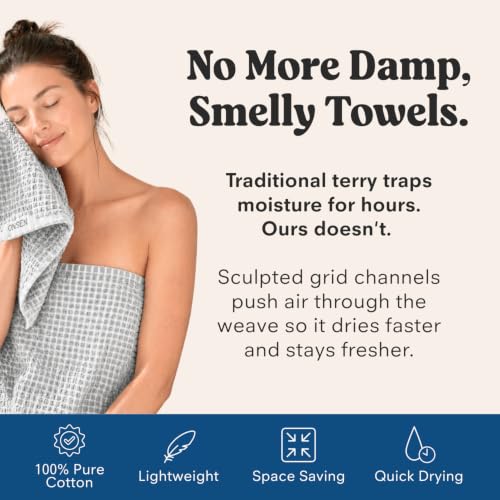 ONSEN Sculpted Terry Face Towels, 100% American Cotton, Quick Dry Lint Free, Lightweight Absorbent Face Towel Set, 12x12 in (Grey Fog, 4X Face Towel) - color: Grey Fog, size: 4X Face Towel