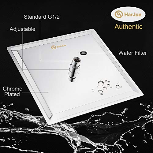 Shower Head with Extension Arm, High Pressure Square with ShowerArm, Stainless Steel Rainfall -Waterfall Full Body Coverage (12'' Shower with 16'' Arm, Chrome) - color: Chrome, size: 12'' Shower with 16'' Arm