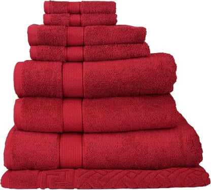 ELITE Emporium Home Collection 8-Piece Cotton Bath Towel Set - Ultra Soft, 550 GSM, Quick-Dry Towels - Bath Sheet, Bath Towels, Hand Towels, Washcloths, Bath Mat - Luxury Bathroom Towel Set (Red) - color: Red