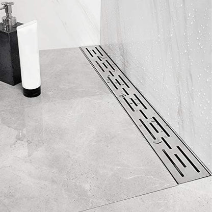 Neodrain 24-Inch Brushed Linear Shower Drain with Brick Pattern Grate | 304 Stainless Steel,Durable Bathroom Floor Drain,Rectangle Linear Drain with Hair Strainer & Adjustable Feet,CUPC certified - color: Stainless, size: 24 In