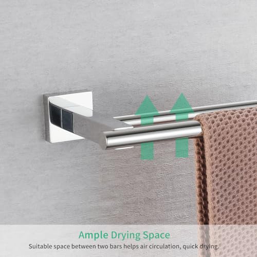 Miyili Bathroom Double Towel Bar 30-Inch Stainless Steel Bath Hand Towel Rack Wall Mount Polished Finish, A02C75B - color: Polished Steel, size: 30-Inch