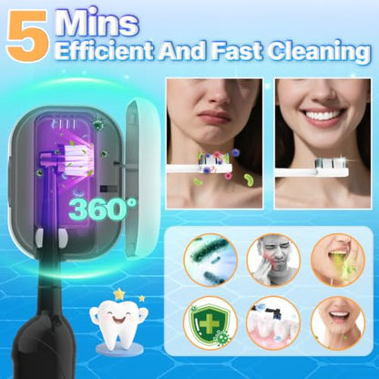 MONESAO Toothbrush Sanitizer Case, Portable Mini Toothbrush Covers | with Holder, Rechargeable Travel Home Toothbrush And Holder, Cleaner Case for All Electric & Manual Toothbrushes (White) - color: White