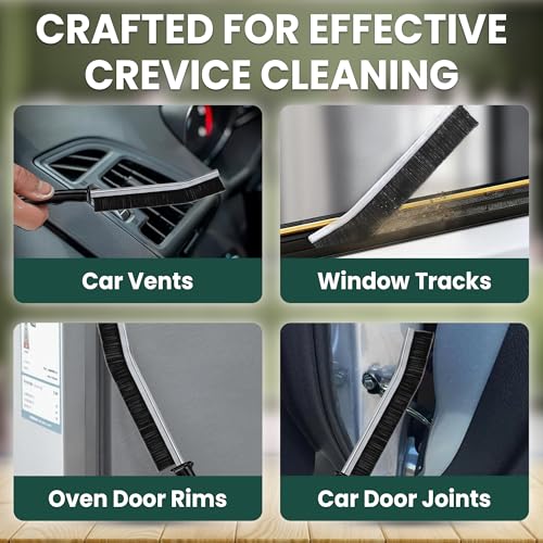 Crevice Cleaning Brush Set – 6Pcs Hard Bristle Cleaning Tools for Grout, Tile Floors, Gaps & Narrow Spaces – Small Grout Scrub Brush for Cleaning Bathroom, Shower, Window Tracks, Kitchen | Grout Scrub Brush for Tile Floors, Bathroom, Shower, Window Tracks