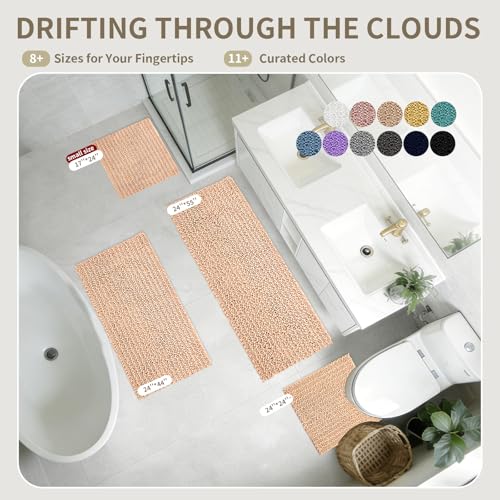 Toilet Rugs U-Shaped Mat 24x24, Contour Bathroom Mat - Ultra Soft & Absorbent Chenille, Quick-Dry, Machine Washable with Non Slip Barrier Backing, Beige - color: Beige, size: 24" X 24"(Toilet Rug)