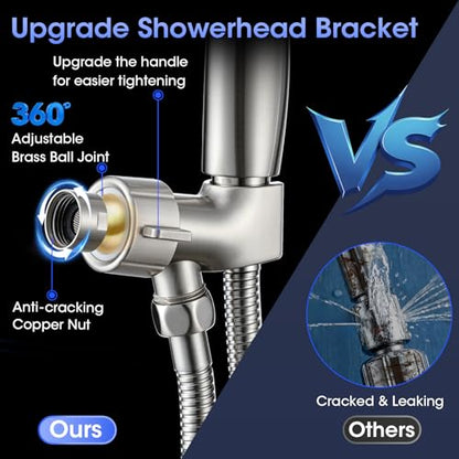 Shower Head with Handheld, High Pressure 10 Spray Built-in Pause & Power Wash, Anti-clog Nozzles, Detachable Hand Held Showerhead with Leakproof Stainless Steel Hose&Adjustable Bracket Brushed Nickel - color: Brushed Nicekl