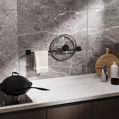 Towel Bar, Self-Adhesive Towel Racks for Bathroom, Matte Black | Adjustable 13 to 23.6 Inch Stick on Towel Rod, 304 Stainless Steel Towel Holder, Rustproof, Square Base, No Drill, Modern - color: Matte Black, size: Self-Adhesive