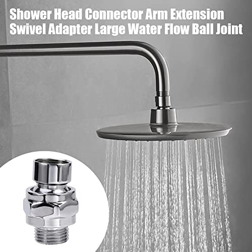 Shower Head Connector,Brass Ball Joint Adjustable Shower Arm Extension Swivel Adapter,Large Water Flow Ball Joint Universal Showering Component Shower Connector,Accessory for Bathroom(Polished)