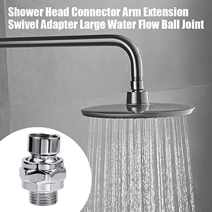 Shower Head Connector,Brass Ball Joint Adjustable Shower Arm Extension Swivel Adapter,Large Water Flow Ball Joint Universal Showering Component Shower Connector,Accessory for Bathroom(Polished)