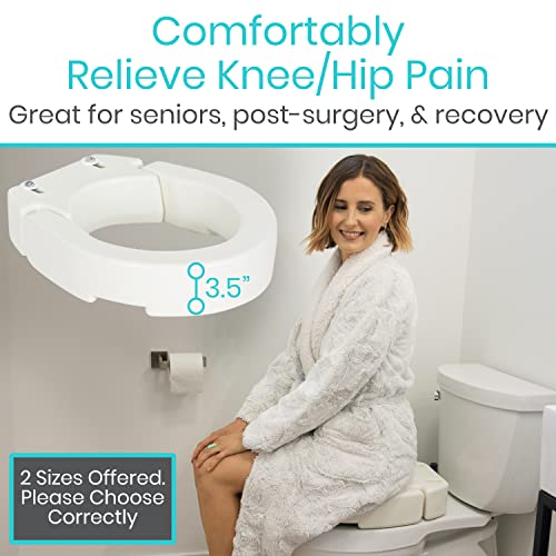 Vive Raised Toilet Seat (Elongated, Adds 3.5 Inches) - Elevated Toilet Seat Riser & Extender for Seniors & Handicap - High Rise Toilet Extension for Elderly - Portable Commode Toilet Booster for Adult | Riser & Extender for Seniors & Handicap - High Rise