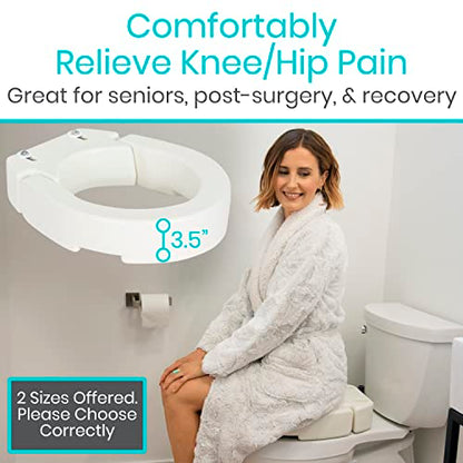 Vive Raised Toilet Seat (Elongated, Adds 3.5 Inches) - Elevated Toilet Seat Riser & Extender for Seniors & Handicap - High Rise Toilet Extension for Elderly - Portable Commode Toilet Booster for Adult | Riser & Extender for Seniors & Handicap - High Rise