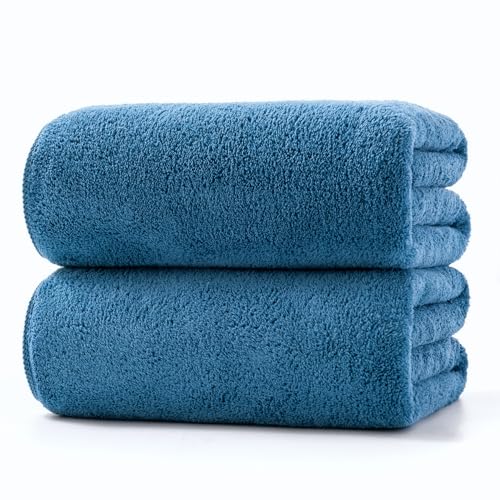 Lumimi Towels 2 Piece Soft Microfiber Bath Towel Set Salon Gym Yoga Travel Super Absorbent Lightweight Quick Dry and Durable, 55" L x 27" W, 2 Pack Blue - color: Blue, size: 2 Bath Towels