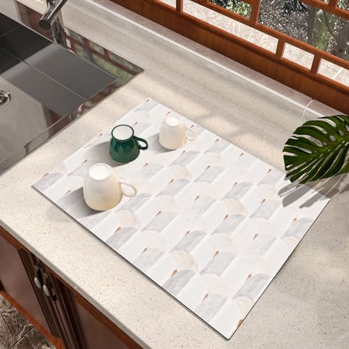 Dish Drying Mat Absorbent Diatomite Coffee Mat, 16" x 24" | Rubber Backed, Geometric Decor, Non Slip Base, Countertop, Espresso Machine, Bathroom - color: Sector Geometry, size: 24" x 16"