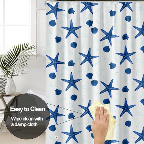 Plastic Shower Liner - Premium PEVA 4G Shower Curtain Liner with Rustproof Grommets and 3 Weighted Magnets, Waterproof Shower Curtain for Bathroom… (Shellfish and Starfish, 72”*72”) - color: Shellfish and Starfish, size: 72”*72”