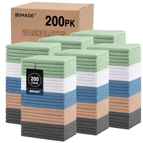 Washcloths Bulk 200 Pack Face Towels, Highly Soft Wash Cloths | Hand Towels, Fast Drying Multi-Purpose Microfiber Cleansing Cloths for Hotel, Spa, and Salon -Multicolor (12" x 12") - color: Multicolor