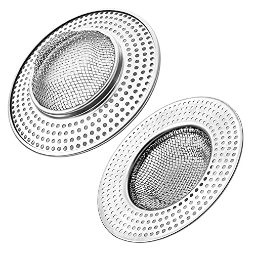 2pcs Heavy Duty Stainless Steel Slop Basket Filter Trap,3.54" Top / 1.65" Mesh Metal Sink Strainer,Perfect for Kitchen Sink/Bathroom Bathtub Wash Basin Floor Drain Balcony Drain Hole,Utility - size: 3.54"(Heavy Duty)