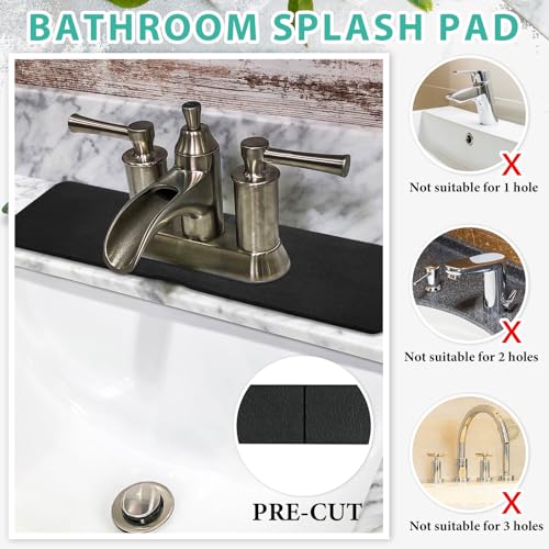 Tioncy 2 Pcs Faucet Mat Sink Splash Guard Oval-hole Oval Splash Pad for Kitchen Sink Oval Base Diatomite Faucet Mat for Bathroom Absorbent Mat Splatter Screens(Black) - color: Black