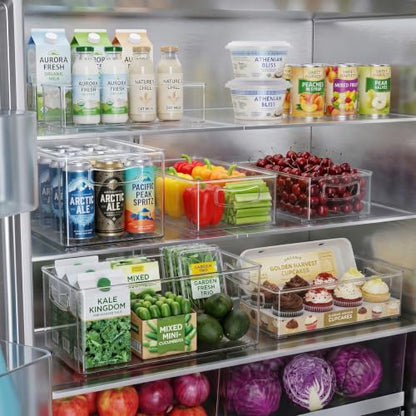 Heyuzb 2 Pack Clear Freezer Organizer Bins Stackable Storage Bins with Side Handles for Kitchen Pantry Cabinet Organzation and Storage - size: 2 PACK