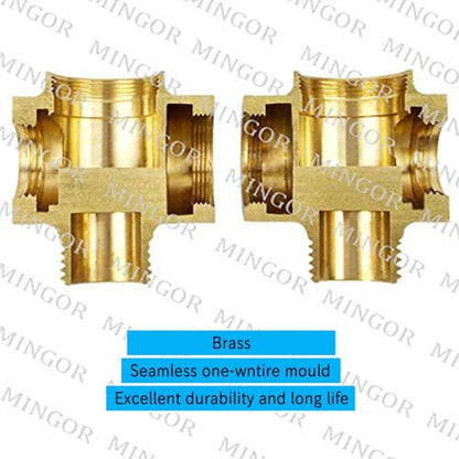 Brass Shower Arm Diverter Valve for Hand Held Showerhead and Fixed Spray Head,G 1/2 3-Way Bathroom Universal Shower System Replacement Part (Brushed Gold) - color: Brushed Gold
