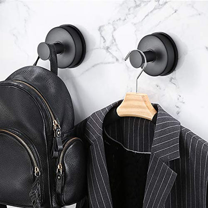 JOMOLA 2PCS Stainless Steel Suction Cup Hook Bathroom Towel Holder Utility Shower Hooks Hanger for Towel Storage Kitchen Utensil Vacuum Suction Cup Hooks, Matte Black - color: Matte Black