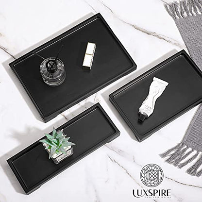 Luxspire Marble Tray for Soap Dispenser Perfume Jewelry, S, Marble Black | 11 x 4 inch, non-slip waterproof resin, easy wipe clean, fits bath kitchen vanity, holds jewelry toiletries soap - color: C - Black, style: Small