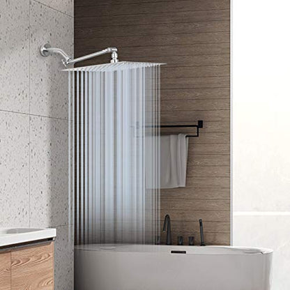 High Pressure Large Stainless Steel Square Rain ShowerHead With Shower Arm Waterfall Full Body Coverage Easy to Clean and Install (12 Inch With Arm, Brushed Nickel) - color: Brushed Nickel, size: 12 Inch With Arm