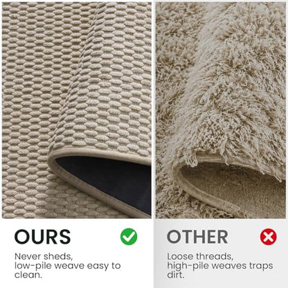 TYUU Bath Mat Set 2 Piece, Thin Bathroom Rugs Non Slip Washable Quick Dry | Non Slip Quick Dry Soft Absorbent Thin Low Pile Bathroom Mats, Washable Bath Rugs 2 Piece Set: 16x24, 24x60 in. Beige - color: Beige, size: 16"x24" + 24"x60"
