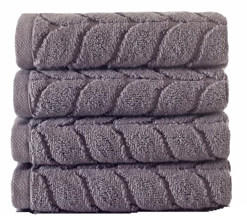 BAGNO MILANO Turkish Cotton Bath Towels, Hand Towels - Soft Plush Jacquard Collection - Highly Absorbent Towel Set (Grey, 6 pcs Towel Set) - color: Grey, size: 6 pcs Towel Set