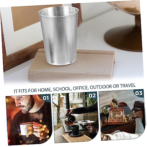 Stainless Steel Tumbler Cup Silver Bathroom Beverage Cup for Rinsing Multi Use for Water Juice More Easy to Clean Design - size: 8.50X6.00X6.00CM