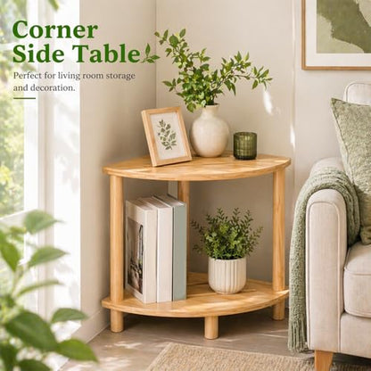 Bamboo Corner Shower Stool, 2-Tier Waterproof Shower Foot Rest with Storage Shelf, Showers Feet Stool for Shaving Legs & Small Spaces, Bath Seat for Women, Mom