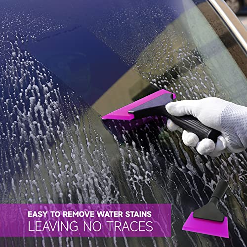 FOSHIO Small Squeegee with 5 Inch Pink Rubber Blade Mini Wiper Window Tinting Tools for Mirror Glass Window Cleaner with Non-Slip Handle - color: Pink