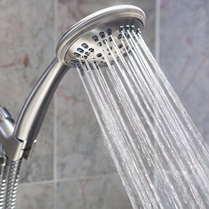 Aqua Elegante Luxury Handheld Shower Head - 2.5 GPM - Brushed Nickel | 6 Function High Pressure Hand Held Showerhead for Low Water Flow with Self-Clean Nozzles, Easy Install Replacement Sprayer - color: Brushed Nickel, size: 2.5 GPM