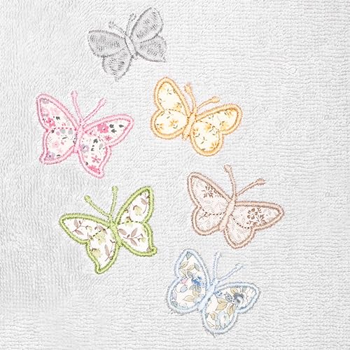 Frolic 4-Piece Luxury Towel Set, Calico Applique, Soft & Durable Turkish Cotton, Elegant Bathroom Ensemble, 2 Bath 2 Hand Towels, Silver - color: Silver, size: 2 Pcs Bath 2 Pcs Hand Towel
