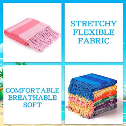 Genovega 6 Packs Oversized Turkish Beach Towels Set 74"x38" Extra Large Sand Free Quick Dry Swim Bath Pool Towel Travel Blanket Adult Essentials Accessories Vacation Multi Shark Turtle Stuff - color: Multi Pattern Four