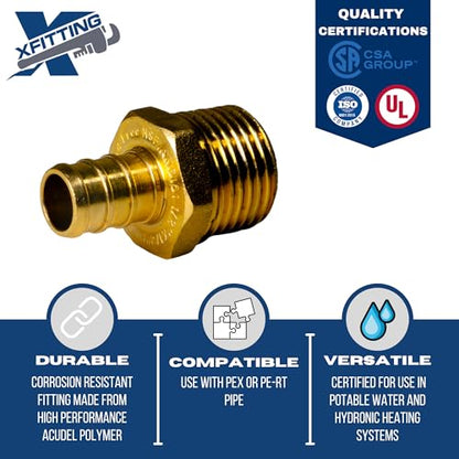 2 Pack XFITTING 1/2 in Pex x 1/2 in Male NPT Adapter, 1/2 Pex MNPT Adapter - size: 1/2" Pex x 1/2" Male