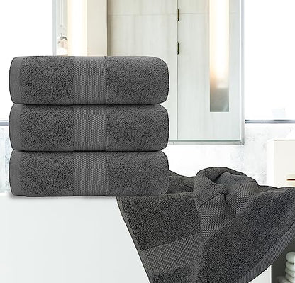 White Classic Luxury Bath Towels Extra Large - Cotton Hotel spa Bathroom Towel |30x56 | 4 Pack | Dark Gray - color: Dark Gray