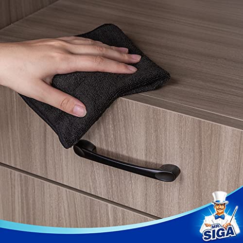 MR.SIGA Microfiber Cleaning Cloths, Streak Free Microfiber Towels, 12 Pack | All-purpose microfiber cloths, ultra absorbent, reusable household cleaning towels, Black, 32 x 32 cm(12.6 x 12.6 inch) - color: Black