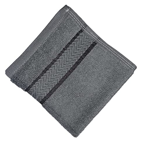 Washcloths Set of 6, 100% Ring Spun Cotton Zero Twist Wash Cloths for Body and Facewash Design to exfoliate Your Hands, Soft and Absorbent Machine Washable, 12 x 12 Inch. - color: Grey