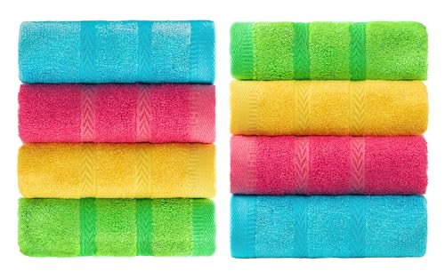 MEMRUI Multicolor Fingertip Towels for Bathroom - Kids Face Towels, 10 x 18 Inches, 8 Pcs in 4 Colors - size: 8*(11 X18IN)