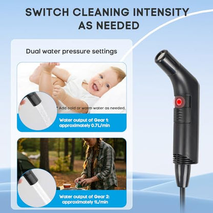 Portable Travel Electric Bidet Sprayer, Jamini Rechargeable Handheld Bidet Kit for Personal Cleaning, 2.3L Water Tank with Dual Pressure Settings for Baby Care, Postpartum, Camping HDDSC-01