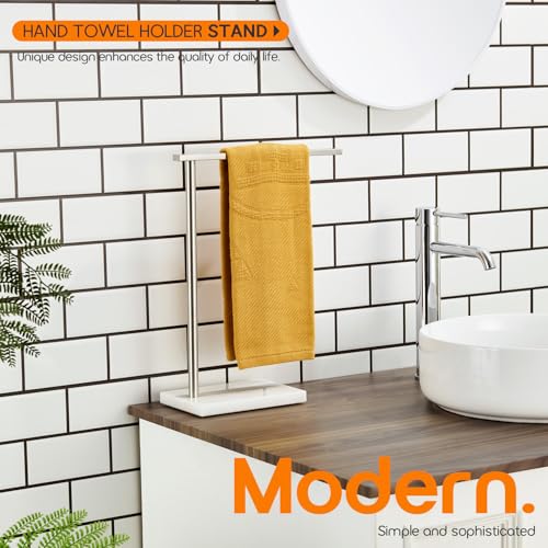 Standing Towel Rack Brushed Nickel 1-Tier Towel Bar for Bathroom Vanity Countertop with Heavy Marble Base Thicken Steady, Stainless Steel AN7002BR - color: Brushed Nickel, size: 1-Bar