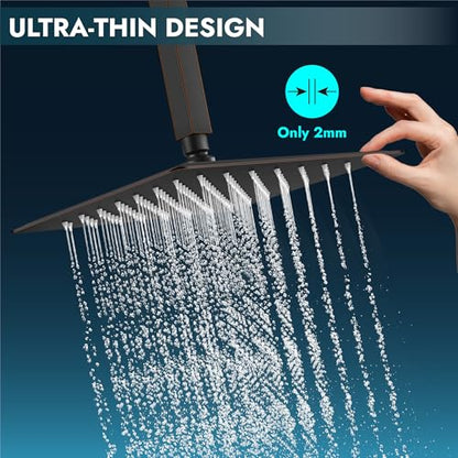 Midanya Square Rain Shower Head,High Pressure,Oil Rubbed Bronze 12 Inch | 360°Swivel,Ceiling or Wall Mount,Waterfall Full Body Coverage,Bathroom Remodel,Stainless Steel Large Rainfall Shower Head - color: Bronze, size: 12 Inch