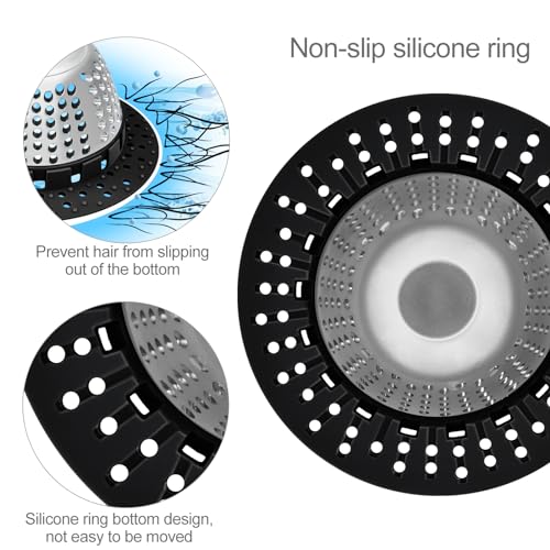 LEKEYE Shower Drain Hair Catcher/Bathtub Drain Cover/Drain Protector for Pop-Up & Regular Drains(Black) - color: Black