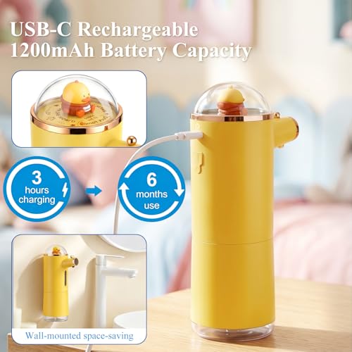Automatic Liquid Soap Dispenser Touchless, USB Rechargeable Smart Hand Soap Dispenser, 13.5oz/400ml, 3-Level Adjustable, Wall Mounted for Kitchen Bathroom Family (Yellow) - color: Yellow