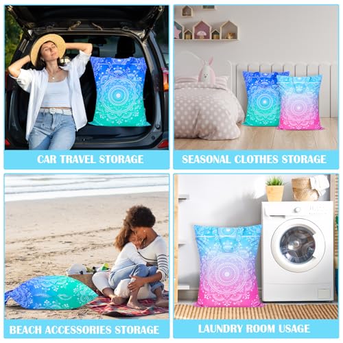 2 Pcs Large Travel Laundry Bags - Waterproof with Handle, Washable Dirty Clothes Bags for Travel, Wet & Dry, Gym, Swimming Pool, College Dorm - color: Mandala