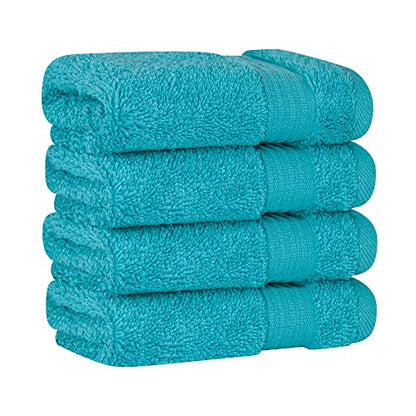 Cotton Paradise 100% Cotton Turkish Towel Set, Soft Absorbent Quick Dry, 4 Piece Washcloth Set, Ocean Aqua - color: Ocean Aqua, size: 13"x13"