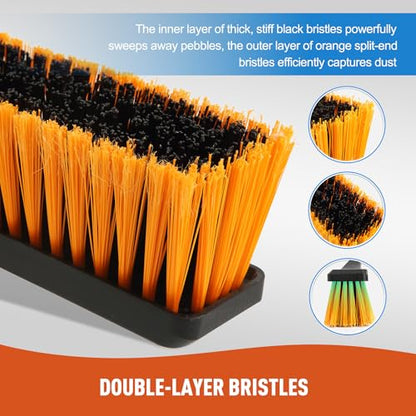 CLEANHOME Rubber Floor Squeegee for Concrete Floor, Tile Floor-24”Push Broom Brush for Floor Cleaning with 65” Long Handle and Stiff Bristles