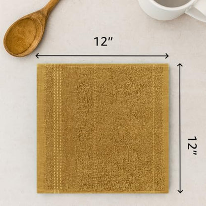 100% Cotton Washcloths 12x12 in, Capuccino Set (10 Pack) - color: Capuccino