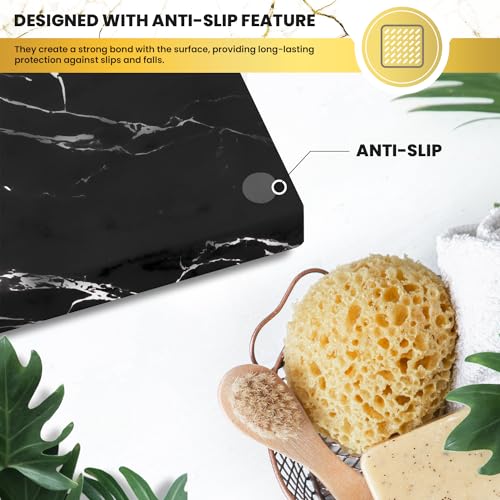 DAYONE Holder with Marble Look - Soap Dish with Soap Saver Ridges Rectangle Bar Soap Holder with Non Slip Feet - Soap Tray for Bathroom, Sink, Kitchen, and SPA (Black) - color: Black